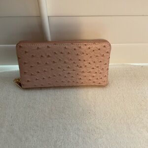 Textured Zip-Around Wallet in Blush